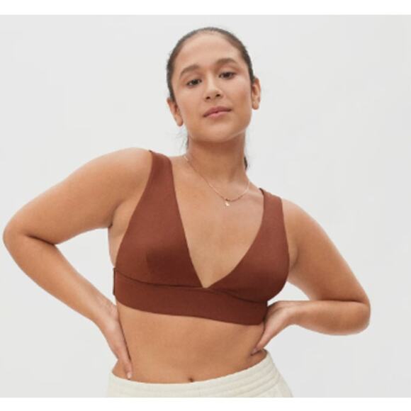 Everlane Womens The Triangle Bikini Top Medium Swimwear Brown NWT - Picture 1 of 9